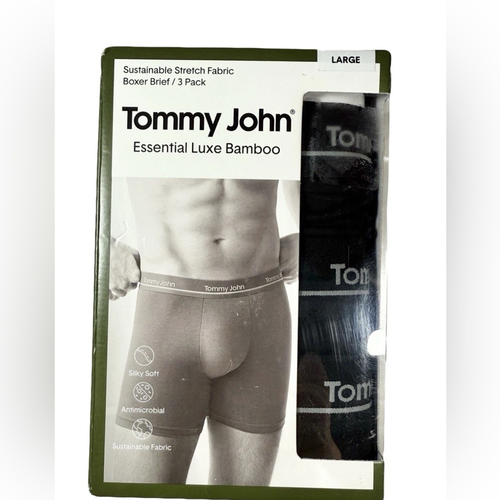Tommy John Essential Luxe Bamboo Mens XL Black Boxer Briefs. Sustainable. NIB